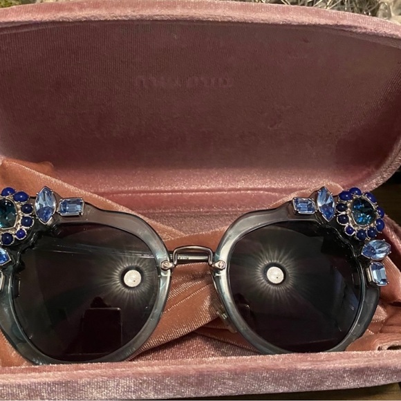 Miu Miu Sunglasses Blue/Black (bling, jewels, crystal embellished) - Picture 1 of 6